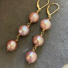 Load image into Gallery viewer, Edison Pearl Tri-Color Stack Earrings
