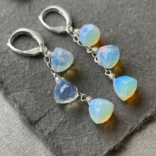 Load image into Gallery viewer, Opalite Trillion Leverback Cascade Earrings