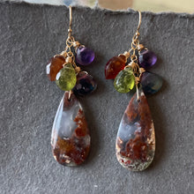Load image into Gallery viewer, Purple Moss Agate Cascade Earrings OOAK
