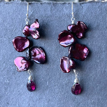 Load image into Gallery viewer, Cranberry Splash Pearl and Garnet Earrings,