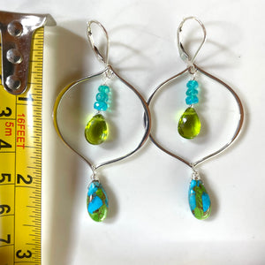 Paraiba Opal and Turquoise Sofia Hoop Earrings, OOAK, no1