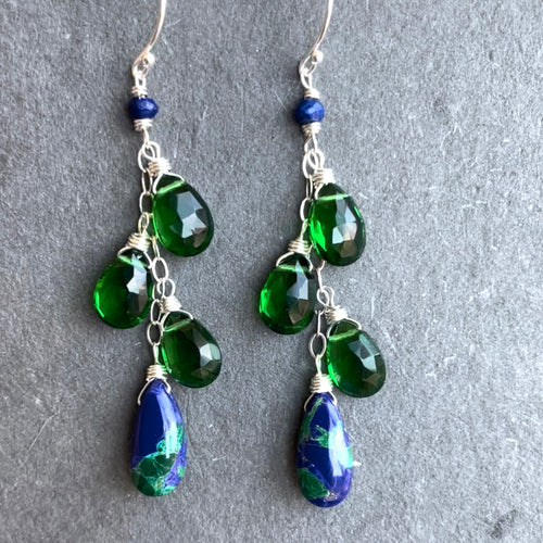 Lapis Lazuli Turquoise Cascade Earrings