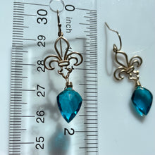 Load image into Gallery viewer, Paraiba Blue Fleur de lis Earrings