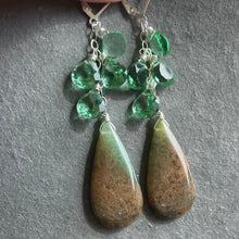 Load image into Gallery viewer, Moroccan Seam Agate and Quartz earrings , OOAK