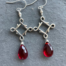 Load image into Gallery viewer, Garnet Red Celtic Dangles