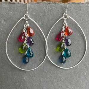 Jewel Tones Rainbow Hoop Earrings