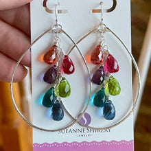 Load image into Gallery viewer, Jewel Tones Rainbow Hoop Earrings