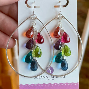 Jewel Tones Rainbow Hoop Earrings