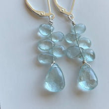 Load image into Gallery viewer, Aquamarine Leverback Cluster Earrings