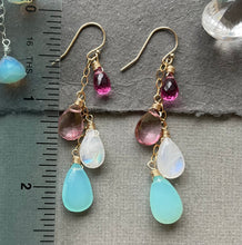 Load image into Gallery viewer, Chalcedony and Moonstone Cascade Earrings