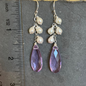 Lavender and Pearls Cascade Earrings