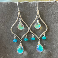 Fire Rainbow ( silver version) Moonstone Marrakesh Chandelier Earwire and metal choices