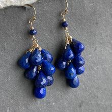 Load image into Gallery viewer, Lapis Cluster Earrings