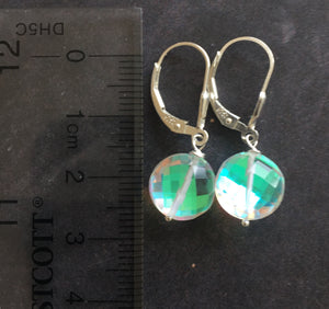 Fire Opal Coin earrings, choose metal/earwire