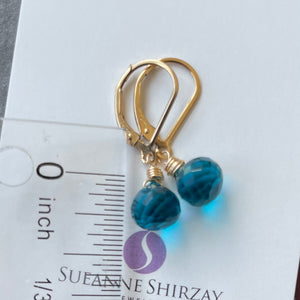 Paraiba Blue Onion Dangle Earrings, earwire and Metal Options