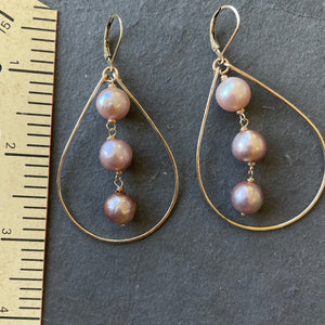 Edison Pearl Tri-Color Hoop Earrings