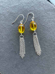 Yellow Tassel earrings, OOAK