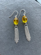 Yellow Tassel earrings, OOAK