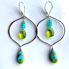 Load image into Gallery viewer, Paraiba Opal and Turquoise Sofia Hoop Earrings, OOAK, no1