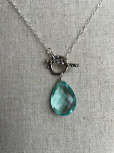 Load image into Gallery viewer, Aquamarine Goddess Toggle Necklace, Huge Chalcedony and Fluorite, OOAK