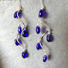 Load image into Gallery viewer, Electric Blue Spiral Silver Dangles