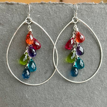 Load image into Gallery viewer, Jewel Tones Rainbow Hoop Earrings