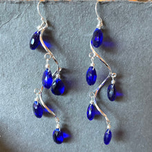 Load image into Gallery viewer, Electric Blue Spiral Silver Dangles