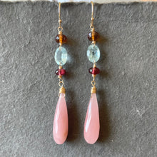 Load image into Gallery viewer, Guava Quartz and gemstone dangles, OOAK