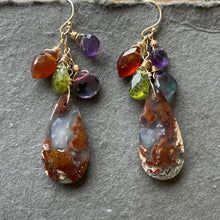 Load image into Gallery viewer, Purple Moss Agate Cascade Earrings OOAK