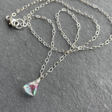 Load image into Gallery viewer, Flashy Fire Opal Moonstone Trillion Necklace