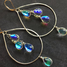 Load image into Gallery viewer, Fire Moonstone Double Decker Hoops, Sterling Silver