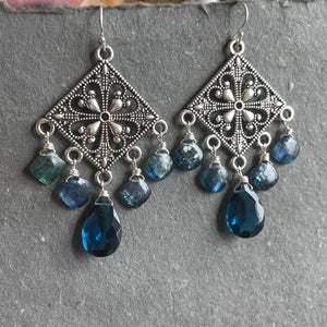 London Blue Mystic Kyanite Chandelier Earrings