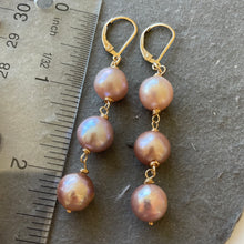 Load image into Gallery viewer, Edison Pearl Tri-Color Stack Earrings