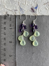 Load image into Gallery viewer, Amethyst and Prehnite Cascade earrings, earwire options