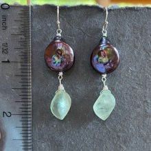 Load image into Gallery viewer, Freshwater Peacock Pearl and Prehnite Earrings