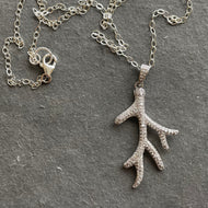 Sparkling Coral Branch Cubic Zirconia Charm Necklace