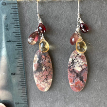 Load image into Gallery viewer, Colorful Moss Agate Cascade Oval Earrings OOAK