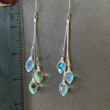 Load image into Gallery viewer, Dripping with Dewdrops Fire Rainbow Moonstone Teardrop Dangles, Earwire and metal choices
