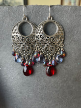 Load image into Gallery viewer, Ipanema Statement Chandelier Earrings, Garnet