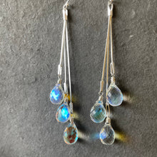 Load image into Gallery viewer, Dripping with Fire Rainbow Moonstone Teardrop Dangles, Earwire and metal choices