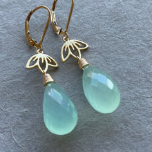 Load image into Gallery viewer, Lotus Flower Chalcedony Dangles