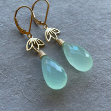 Load image into Gallery viewer, Lotus Flower Chalcedony Dangles