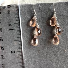 Load image into Gallery viewer, Morganite Peach Quartz Dangles, Earwire and metal choices