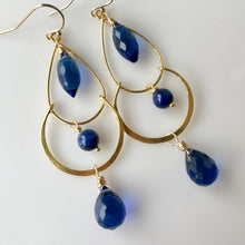 Load image into Gallery viewer, Cobalt Sapphire blue Double Hoops, metal choices