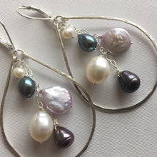 Load image into Gallery viewer, Pearlicious Multi-pearl Hoops Metal options available by request