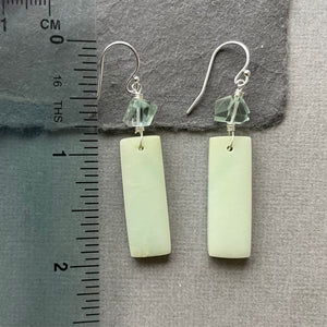 Lime Blush Jasper and Fluorite Earrings, OOAK