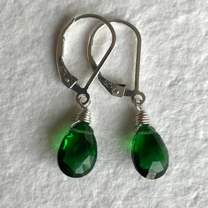 Emerald green dangle earrings