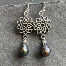 Load image into Gallery viewer, Freshwater Rainbow Pearl Flower Dangles