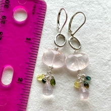 Load image into Gallery viewer, Rose Quartz and Sapphire Dangles