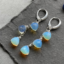 Load image into Gallery viewer, Opalite Trillion Leverback Cascade Earrings